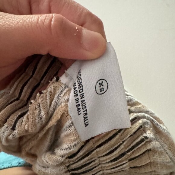 🦋 AUSTRALIAN RUE STIIC Stripe Tan Jumpsuit Size XS - Picture 2 of 5